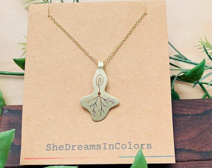 Deep Roots Pendant: Pierced Brass