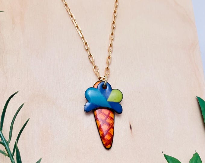 Ice Cream Dreams Pendant: Enamel on Copper
