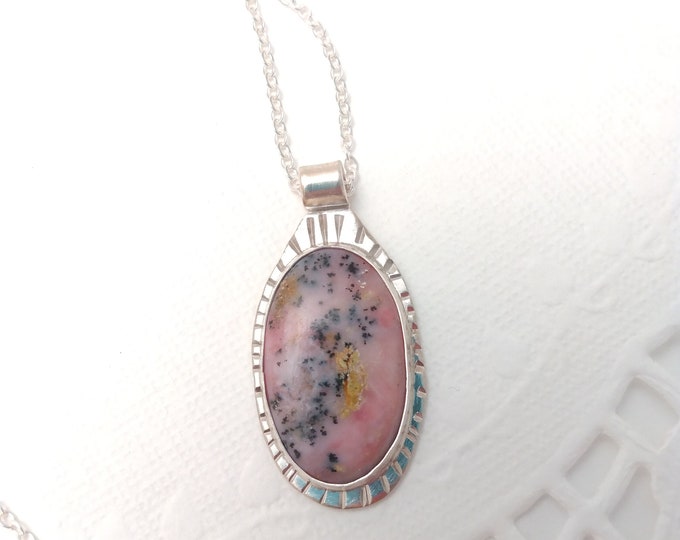 Love Map  Necklace: Pink Opal and Sterling Silver