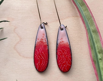 Tap Root Trail Earrings: Enamel on Copper