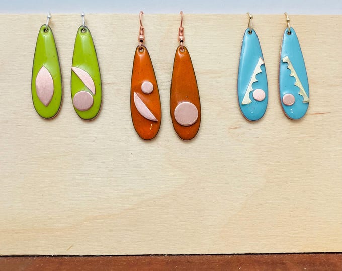 Shape Shift Earrings: Enamel on Copper