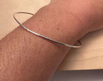 Dainty Hammered Bangle: Sterling Silver