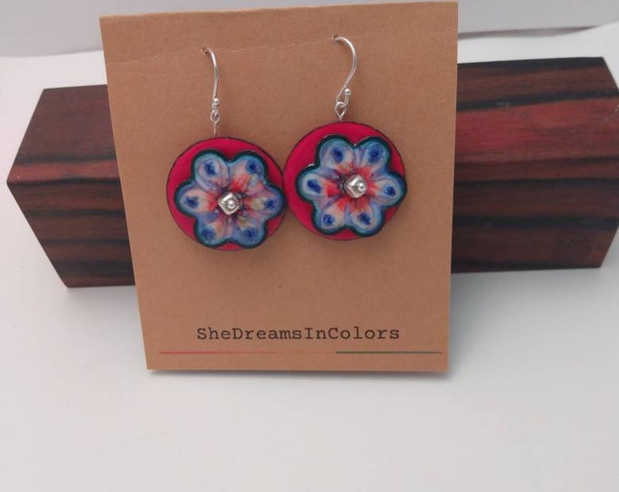 Watercolor Flower Earrings: Enamel on Copper