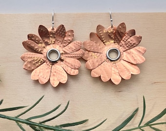 Gerbera Daisy Earrings: Copper with eyelet