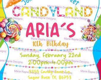 Invitación de cumpleaños de Candy Land