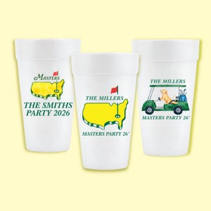 Personalized Masters Golf Party Styrofoam Cups | Custom Foam Cups for Watch Party | Golf Tournament Party Cups | Golf Theme Party Favor Cups
