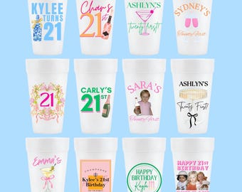 バースデー用発泡スチロールカップ | パーソナライズされたパーティーの記念品、16オンス