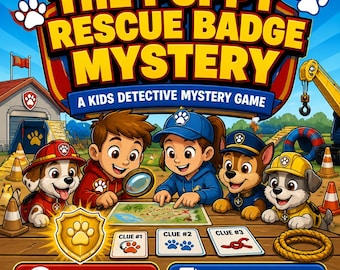 Puppy Rescue Badge Mystery Kids Detective Game Printable, Rescue Pup Party Logic Puzzle, Ages 7-10