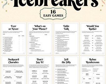Icebreaker Games Bundle, 16 Printable Party Games for Adults and Teens, Group Activities, Letter A4 PDF