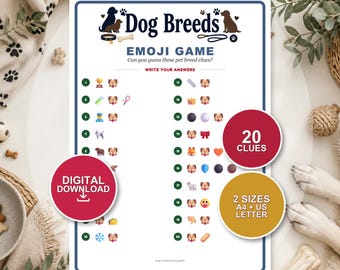 Emoji Races De Chiens Jeu | Jeu-questionnaire sur les amoureux des chiens (téléchargement numérique)