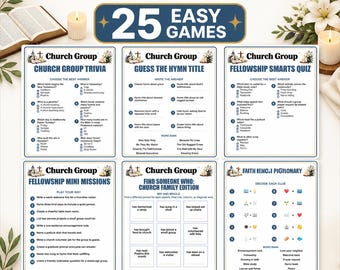 Church Group Games Bundle, 25 Printable Christian Fellowship Activities, Bible Group Games, Letter A4 PDF