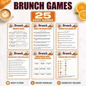 Brunch Party Games Bundle, 25 Printable Brunch Games, Mimosa Bar Activities, Bridal Shower Letter A4 PDF