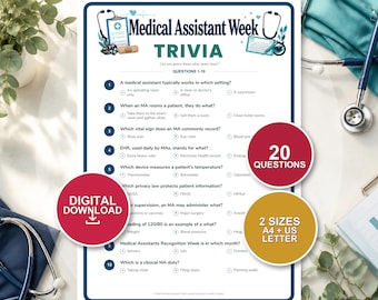 Medical Assistant Trivia Game | Clinic Team Appreciation (Digital Download)
