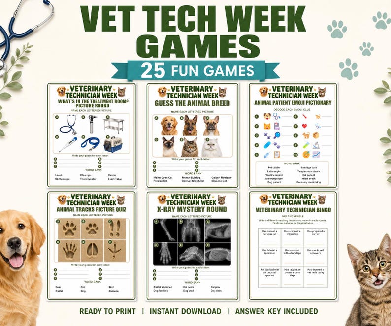 Breeding Chart.pdf Vet Tech Week Games Bundle, 25 Printable Veterinary Technician ...