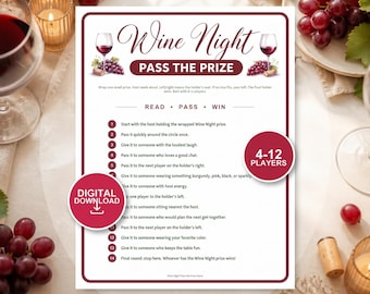 Wine Night Pass the Prize Game | Left Right Circle Party Activity (Digital Download)