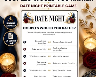 Couples Would You Rather Matching Game for Date Night, Printable PDF