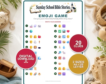 Sunday School Bible Emoji Game | Christian Kids Activity (Digital Download)