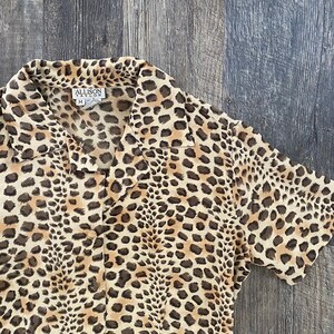 100% Silk Leopard Button-up Blouse Small