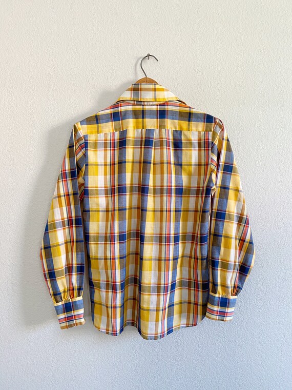 1970s Wrangler Western Plaid Button-up Long Sleev… - image 2