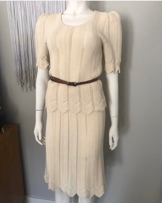 Vintage Oscar De La Renta Knit Two Piece Top and S