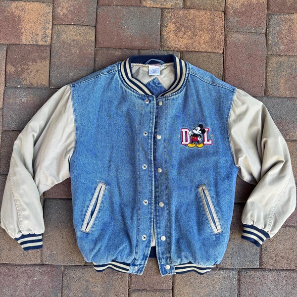 Vintage Disney Mickey Mouse Denim Bomber Jacket