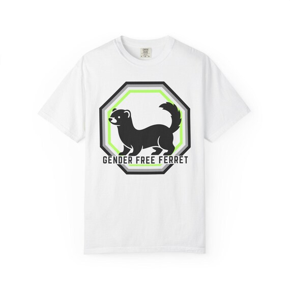 Agender Unisex Garment-Dyed T-Shirt | Furry Ferret Art Shirt | Floof | Unique Animal Graphic Top