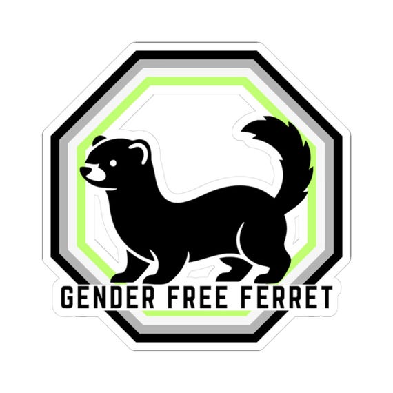 Kiss-Cut Stickers, Agender Ferret, No Gender,