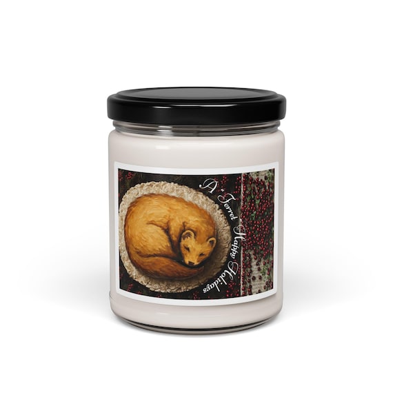 A Ferret Happy Holidays Scented Soy Candle 9oz | Christmas Animal Candle | Winter Gift