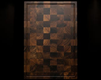 Walnut End Grain Cutting Board 20 x 15 x 2 inch with Juice Groove – Premium Butcher Block