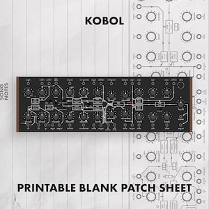 Feuille de patch vierge imprimable Behringer Kobol, téléchargement PDF, modèle de documentation de synthétiseur, notes sur le synthétiseur matériel