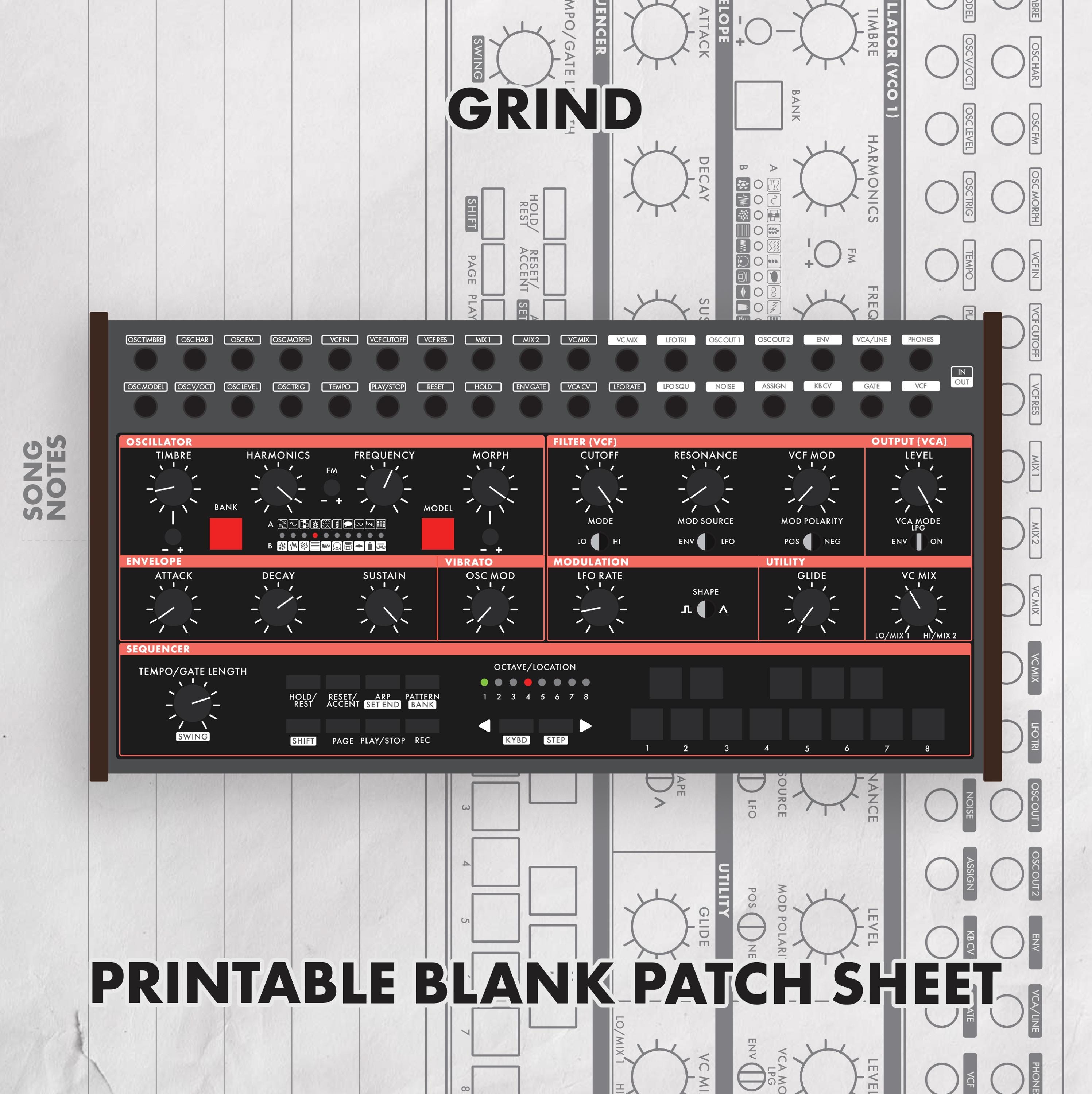 Behringer Grind Blank Patch Sheet Printable - Etsy