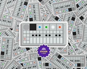 Pegatina troquelada con icono del sintetizador Teenage Engineering OP-1, vinilo adhesivo para sampler de sintetizador portátil Groovebox, equipo de estudio, regalo para configuración de DAW