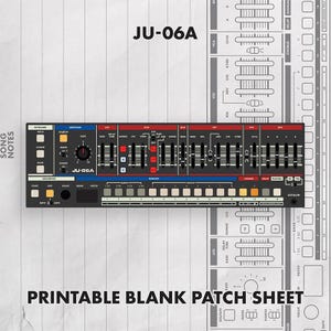Foglio di configurazione per Roland JU-06a, modello di documentazione per sintetizzatore (download in PDF)