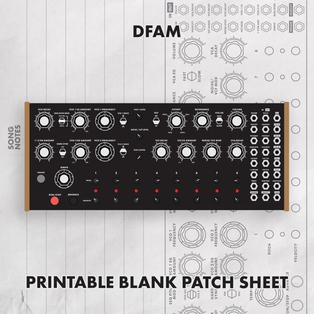 Moog DFAM Patch Sheet, Synth Documentation Template (PDF Download) - Etsy
