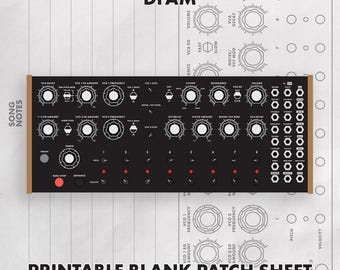 Moog DFAM Blank Patch Sheet | Szablon nut analogowego syntezatora perkusyjnego (do pobrania w formacie PDF)