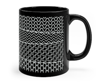 Sound Waves Pattern Coffee Mug for Electronic Music Lovers, Minimalist Synth Waveform Mug for Producers, Studio Desk Drinkware Gift
