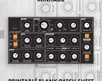 Moog Minitaur Blank Patch Sheet do druku