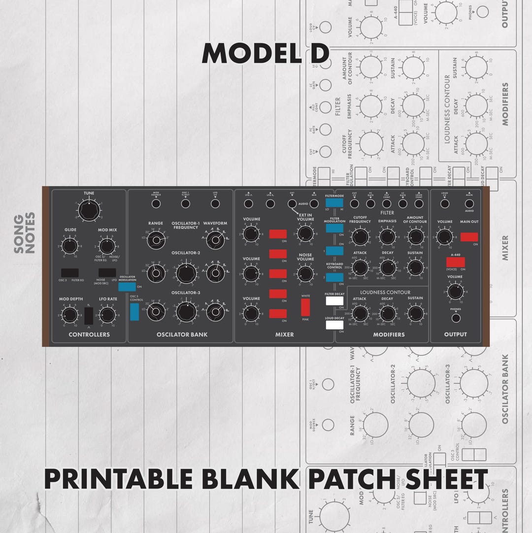 Behringer Model D Blank Patch Sheet Printable - Etsy Canada