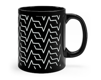 ADSR Envelope Pattern Coffee Mug for Electronic Music Lovers, Synth Waveform Design Mug for Producers, Studio Desk Drinkware Gift