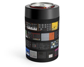 Synth Can Holder Stainless Steel for Electronic Music Lovers, Minimalist Studio Desk Drink Cooler for Music Producer, Home Studio or Gift