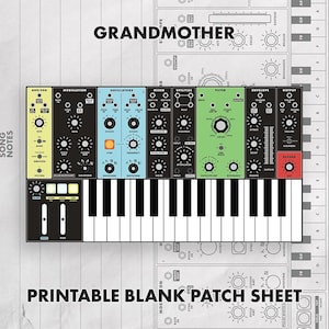 Hoja de parches para sintetizador Grandmother / Plantilla de notas para sintetizador semimodular (Descarga en PDF)