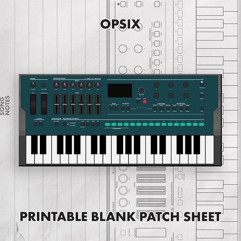 Korg Opsix printable blank patch sheet PDF — a synth documentation template for owners, instant digital download