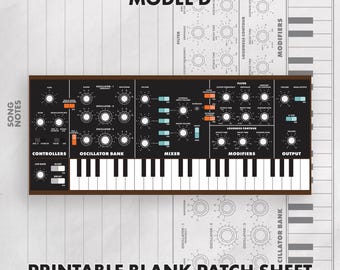 Moog Model D Blanco patchvel afdrukbaar