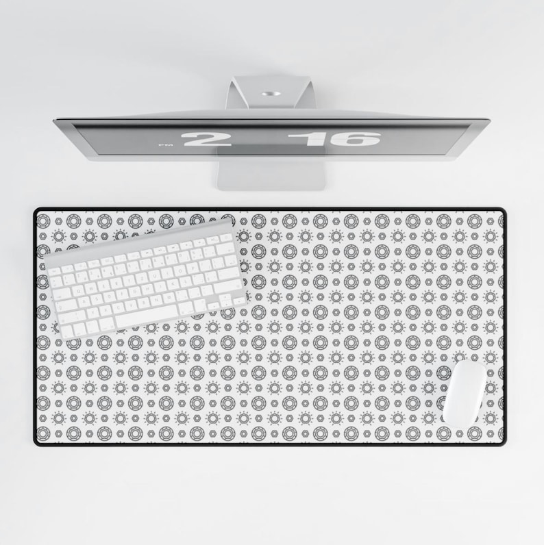 Synth Knobs and Jacks Pattern Desk Mat, Electronic Music Studio Desk Pad for Producers, Minimalist Home Studio Setup or Gift image 5