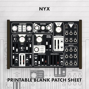 Dreadbox NYX Patch Sheet, Synth Documentation Template (PDF Download)