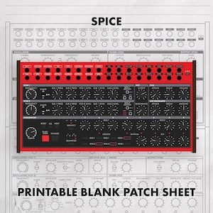 Plantilla de notas de sintetizador/hoja de parches en blanco para Behringer Spice (descarga en PDF)