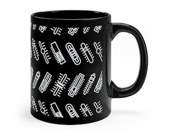 Synth Sliders Pattern Coffee Mug for Electronic Music Lovers, Minimalist Studio Gear Mug for Producers, DJs, Home Studio Desk or Gift