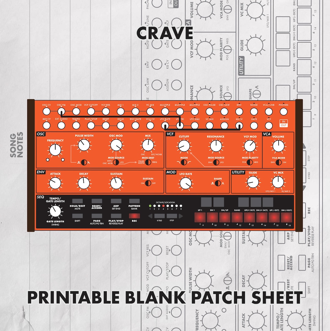 Behringer Crave Blank Patch Sheet Printable - Etsy