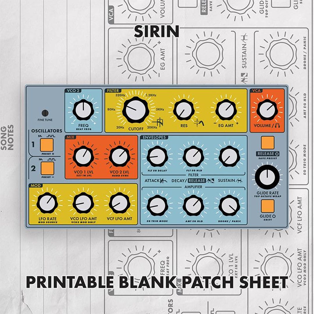 Moog Sirin Patch Sheet, Synth Documentation Template (PDF Download) - Etsy