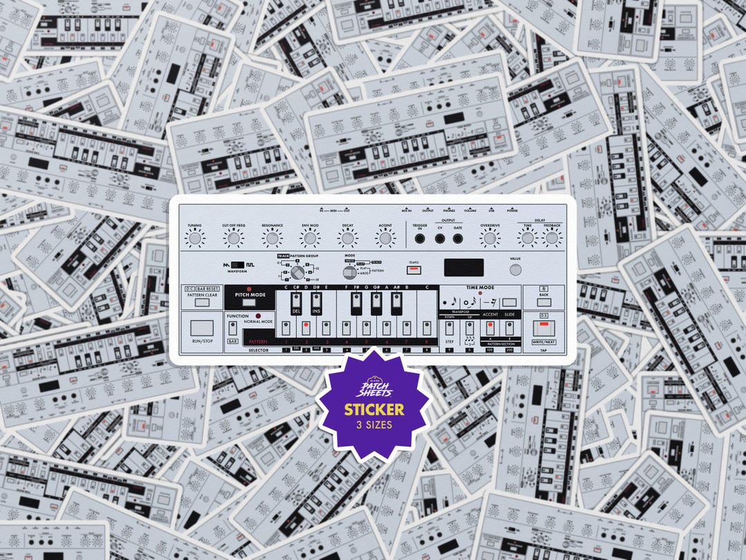 Synth Line Sticker Roland TB-03 Sticker, Classic Acid Bassline Synth Decal for Laptop ...